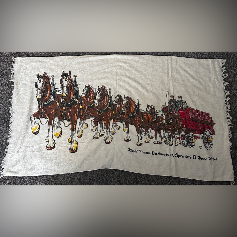 Vintage Budweiser Beach Towel Feat. Clydesdale Horse Team